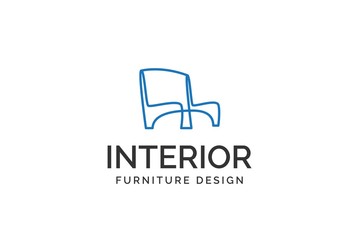 Wall Mural - simple minimalist blue sofa furniture interior logo design flat vector graphics