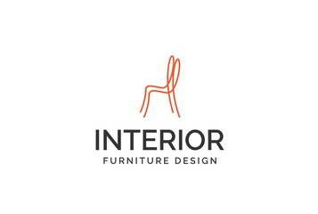 Wall Mural - simple orange chair furniture interior logo design with flat vector graphics