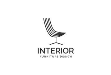 Wall Mural - simple minimalist modern chair furniture interior logo design with flat vector graphics