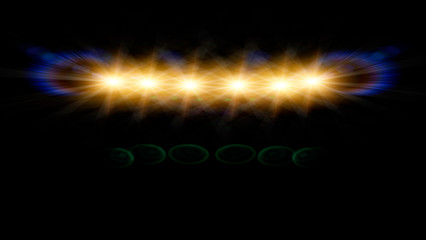 Fototapete - Shot taken inside a concert hall, in the middle of the crowd. The main stage is visible, fully lit in the night; people silhouettes are visible, clapping, dancing or holding smartphones for photo.