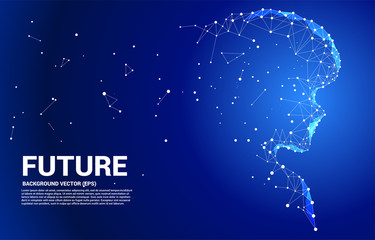 Poster - Vector silhouette of child from dot connect line polygon . Concept background human future and technologyPrint