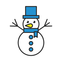 Sticker - merry christmas snowman cute character