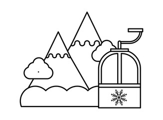 Sticker - snow mountains with cableway icon