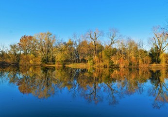 Wall Mural - Autumn Lake Reflection