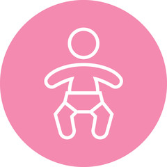 Poster - Baby Infant Wearing Diapers Outline Icon