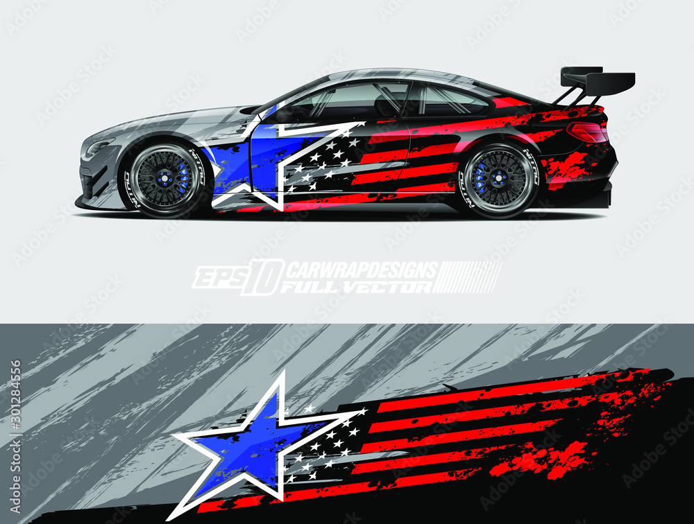 American Flag Race Car Wraps