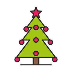 Poster - merry christmas pine tree icon