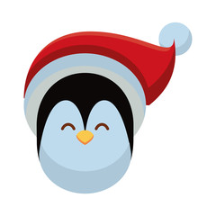 Wall Mural - cute penguin with christmas hat character