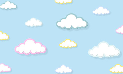 Wall Mural - festival pattern abstract kawaii clouds cartoon on blue sky, background. concept for children and ki