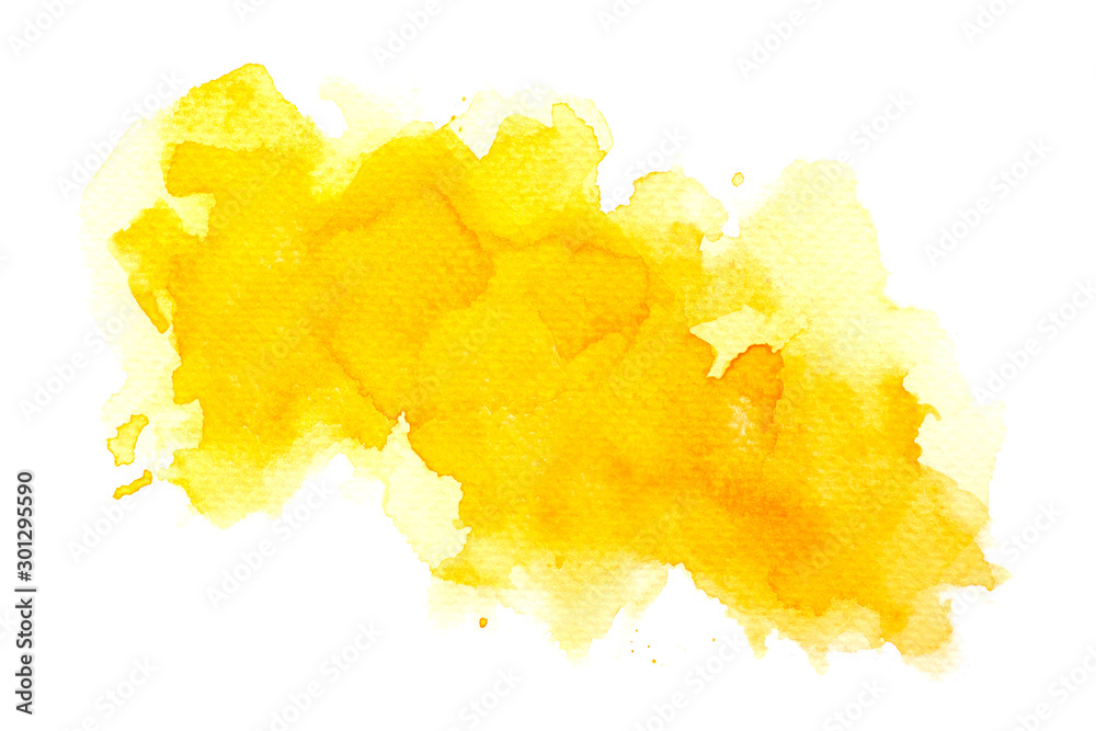 abstract watercolor background.splash brush color yellow on paper. - obrazy, fototapety, plakaty 
