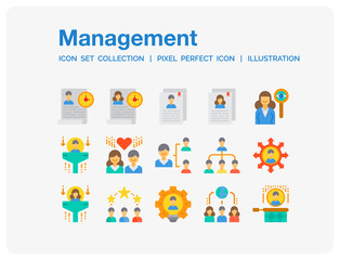 Sticker - Management Icons Set. UI Pixel Perfect Well-crafted Vector Thin Line Icons. The illustrations are a vector.