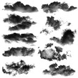 black cloud isolated on white background for design element,textured smoke,brush effect