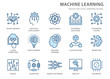 Machine learning line icons set. Vector illustration. Editable stroke.