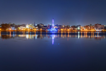 Wall Mural - Seven Wonders Park on Kishore Sagar lake at night. Kota. India