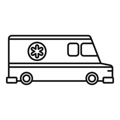 Poster - Ambulance vehicle icon. Outline ambulance vehicle vector icon for web design isolated on white background