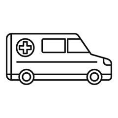 Sticker - Hospital ambulance icon. Outline hospital ambulance vector icon for web design isolated on white background