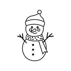 Canvas Print - merry christmas snowman line style icon vector illustration design