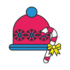 Sticker - happy merry christmas hat with snowflakes