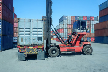 Container yard industry with forklift work for the import and export business.