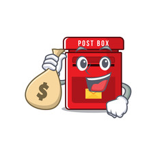 Sticker - holding money bag happy mailbox in with cartoon cute