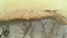 Unique Ground Surface Edge Salt Mineral Drained Lake Elton Russia Pattern National Park Landscape Branches River Delta White Crust Brine Texture Alien Unexplored Surreal Deserted Untouched. Aerial 