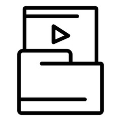 Poster - Video file folder icon. Outline video file folder vector icon for web design isolated on white background