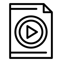 Poster - Video file icon. Outline video file vector icon for web design isolated on white background