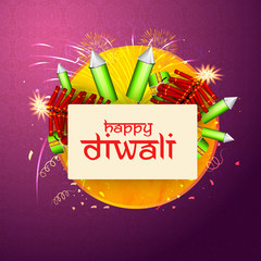 Canvas Print - Happy Diwali celebration with firecrackers.