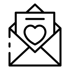 Poster - Envelope with love letter icon. Outline envelope with love letter vector icon for web design isolated on white background