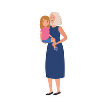 Grandmother With Granddaughter Avatar Character Vector Illustration Design