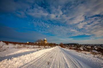 Beautiful view of the Orthodox church in the winter