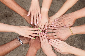 group of people holding hands