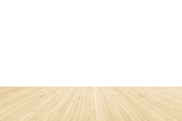 Poster - Wood floor in yellow cream brown texture with white wall room background