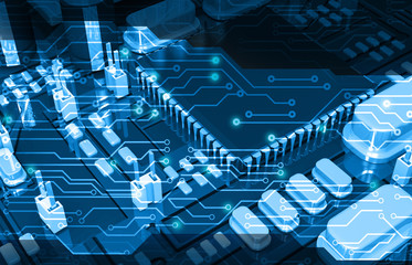 Poster - Futuristic circuit board or High computer technology. 3d illustration.