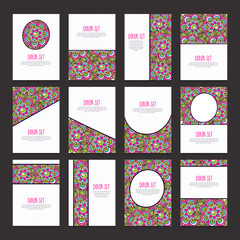 Canvas Print - Creative Brochure set with floral design decoration.