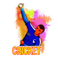 Sticker - Cricket Bowler ready to throw the ball.