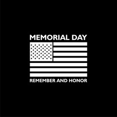 Wall Mural - Memorial Day icon isolated on black background