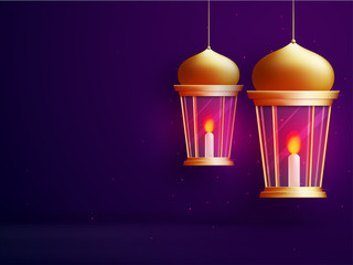 Wall Mural - Glowing illuminated Lamps for Islamic Festivals concept.