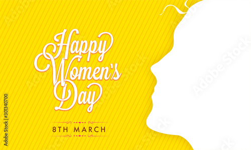 Fotomural Greeting Card with Girl Face for Women's Day Celebration.