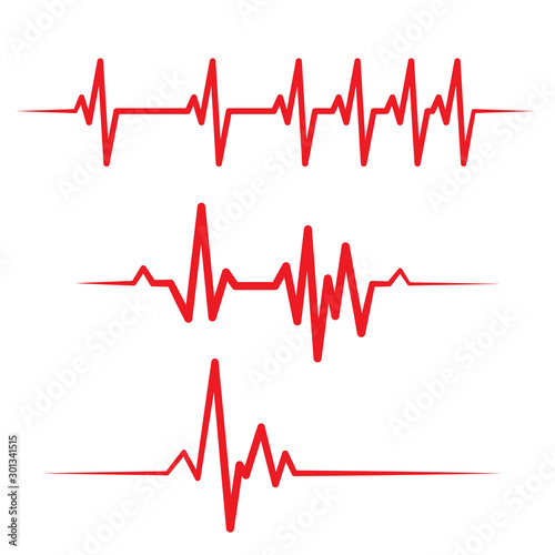 Fotomural Set of health medical heartbeat pulse vector template