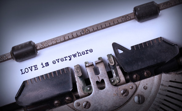 Love is everywhere, written on an old typewriter