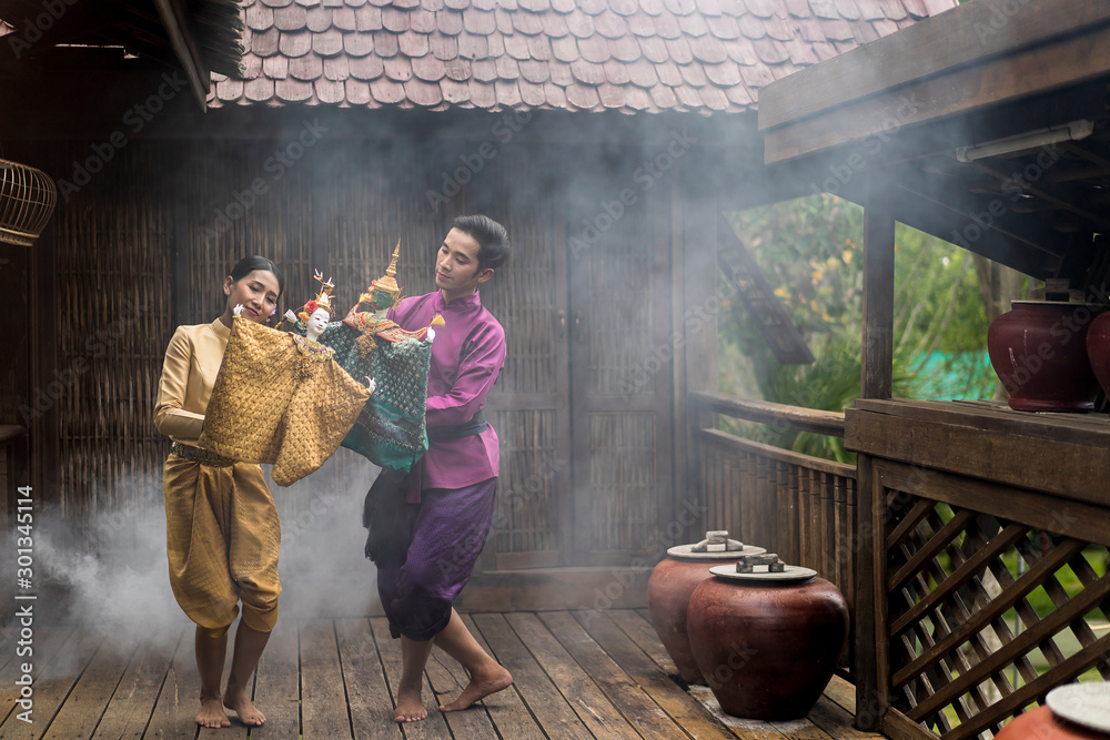 Asian Puppet Chef ภาพถ่าย Stock Team Asian People or Traditional Thai Puppet Theater of ...