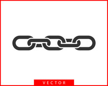 Chain Link Vector Icon. Chainlet Element Flat Design. Concept Connection Symbol Isolated On White Background.