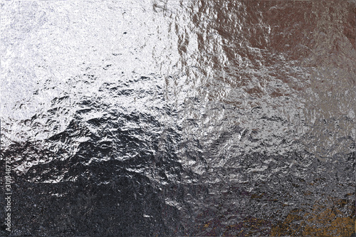 Fotomural Metal rippled background. Abstract metal foil texture