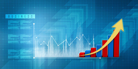 Poster - 3d rendering Stock market online business concept. business Graph 