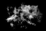 Fototapeta Niebo - White cloud isolated on black background,Textured smoke,brush effect