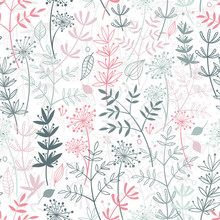 Elegant Hand Drawn Seamless Pattern, Doodle Floral, Great For Textiles, Banners, Wallpaper - Vector Design