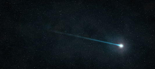 shooting star that shines in the starry night sky