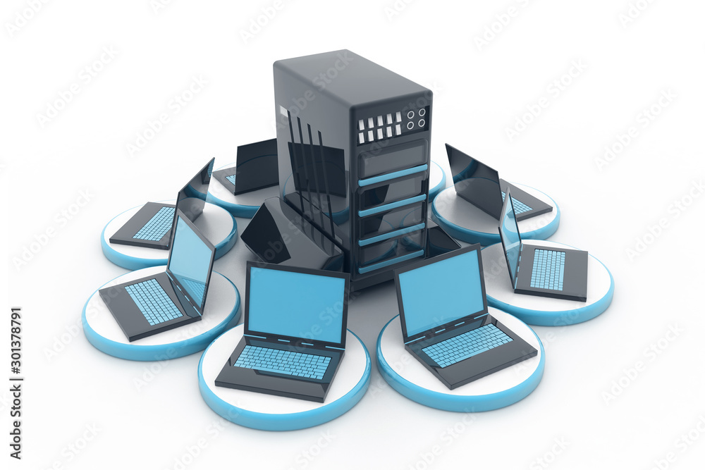 Computer network. Internet concept. Network diagram. 3d illustration ...