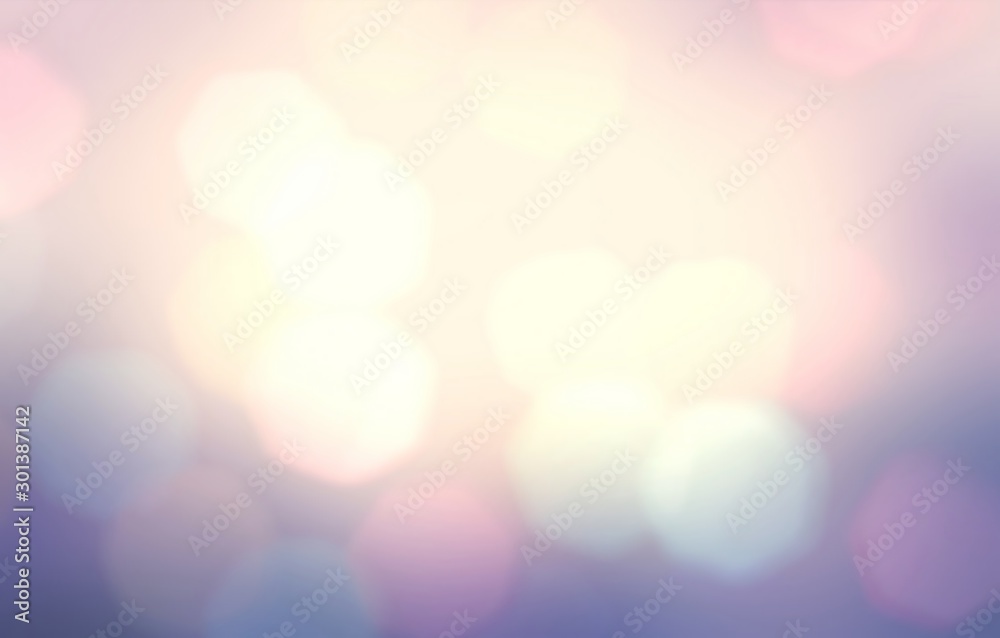 Pastel bokeh pink yellow blue gradient. wonderful cool background. Holiday garland lights pattern. Abstract blurred texture. - obrazy, fototapety, plakaty 